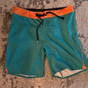Teal and Orange Swim Board Shorts
